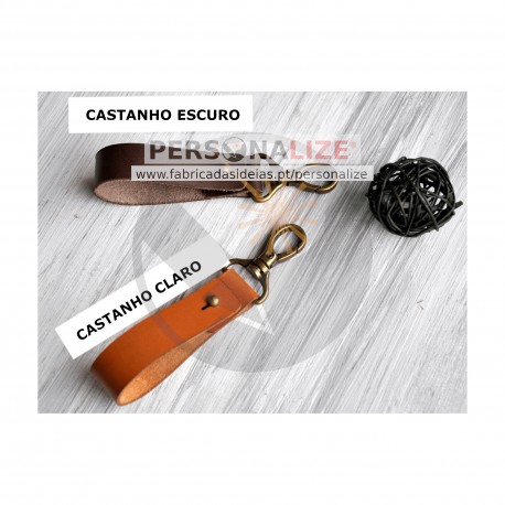 Porta chave em pele c/cx. Madeira